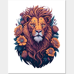 Lion Floral Posters and Art